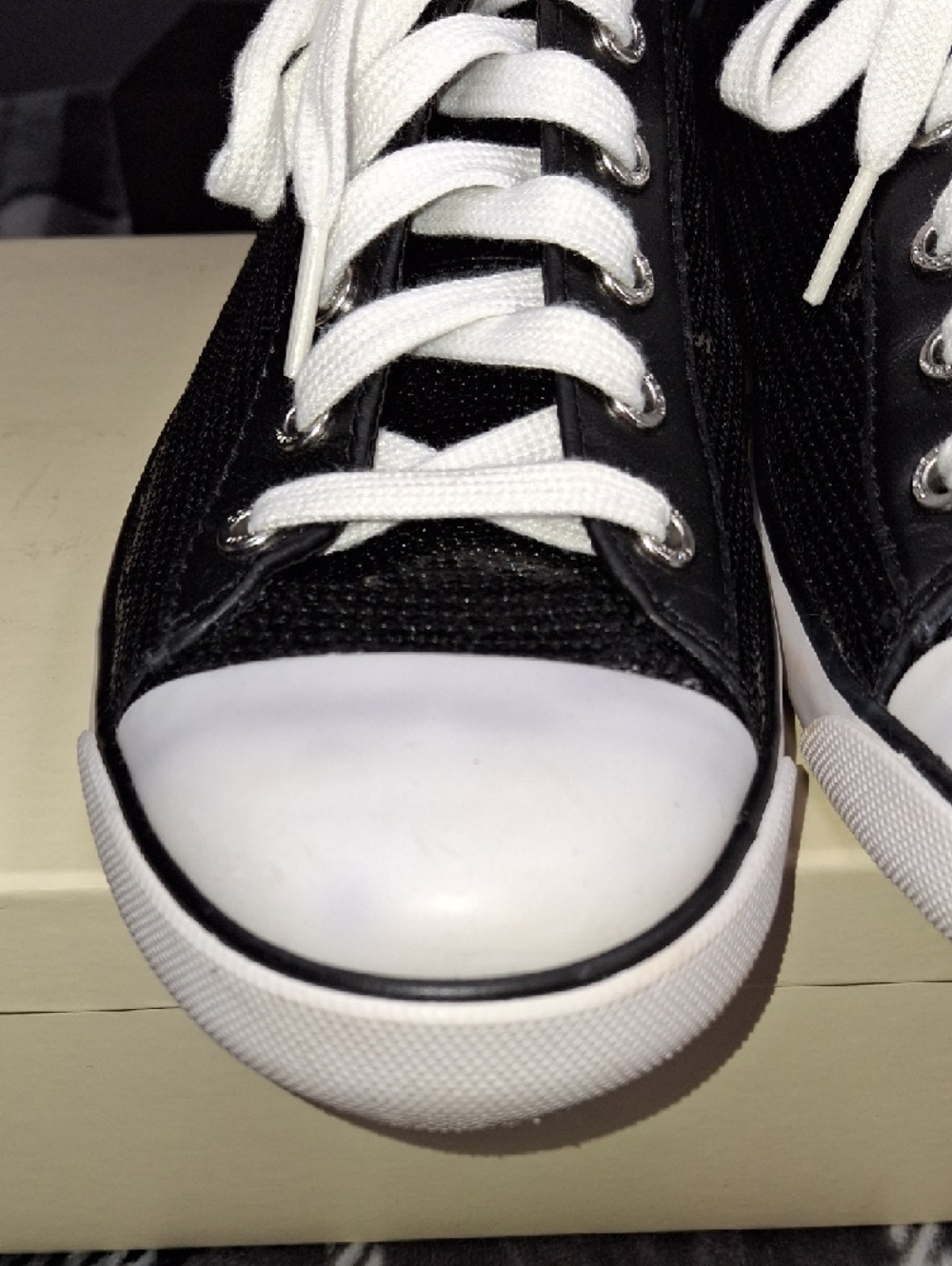 Vintage Coach Black and White Low-Top Sequin Sneakers - Picture 7 of 17